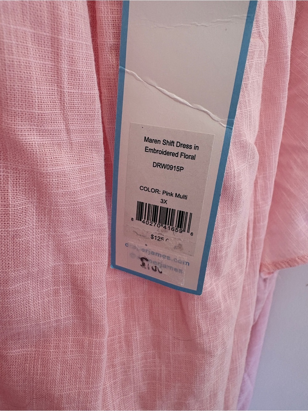 Draper James Pink Embroidered Square-Neck Shift Dress - Picture 7 of 7